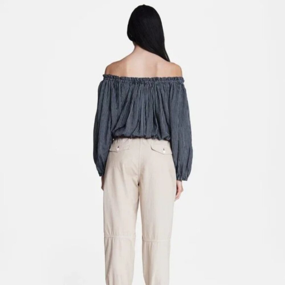RAG & BONE Mimi Stripe Linen Blend Blouse Sz S - Picture 4 of 11